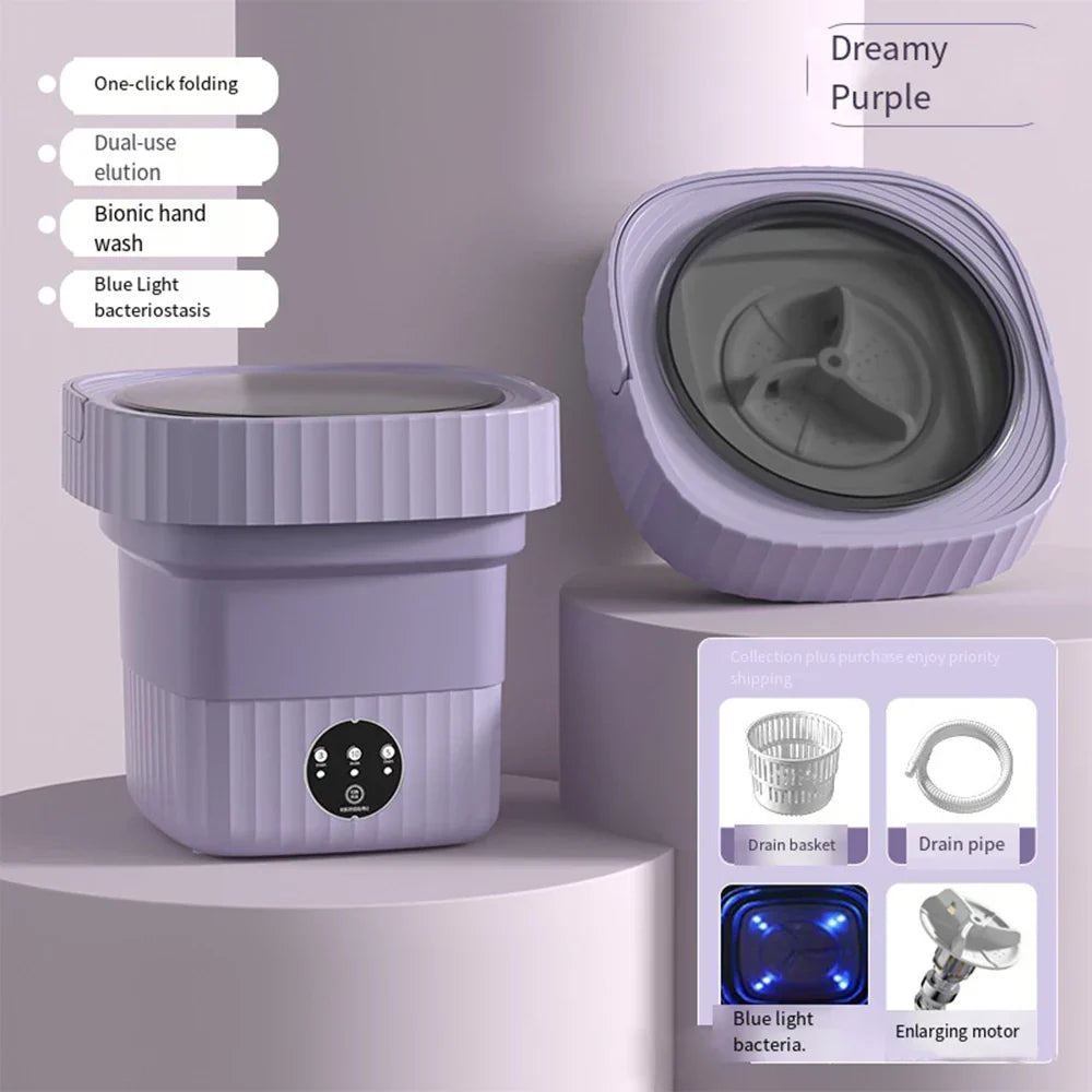 Compact Folding Ultrasonic Travel Laundry Washing Machine