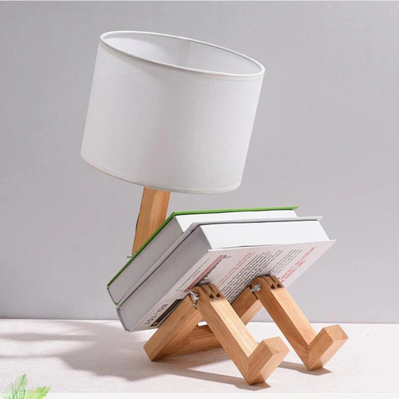 Thinker Wooden Robot Modern Night Lamp