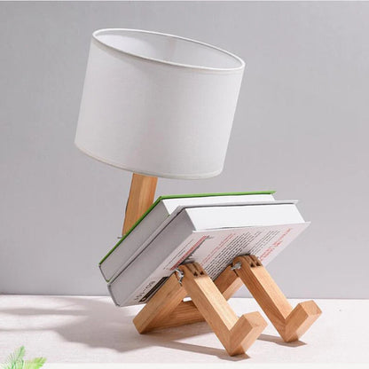 Thinker Wooden Robot Modern Night Lamp