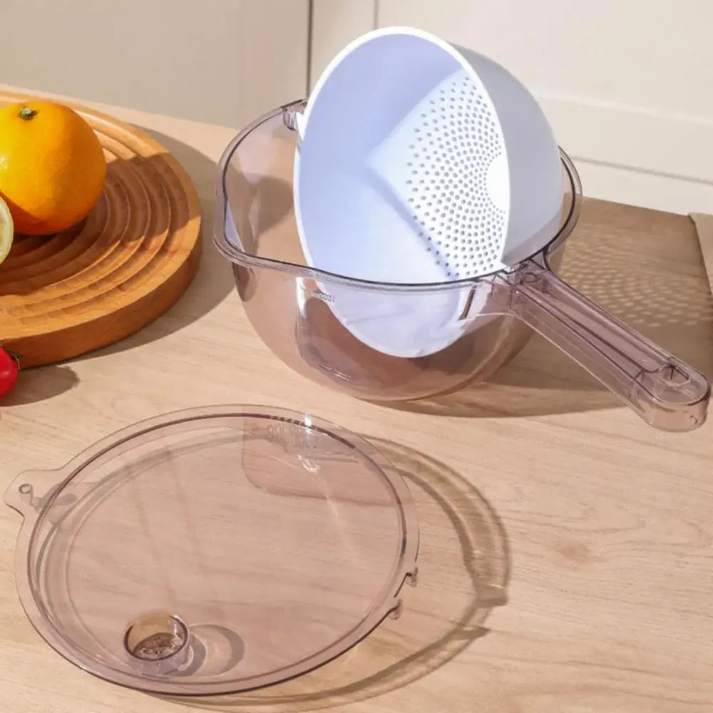 Dual-Layer Spinning Vegetable Washing Strainer