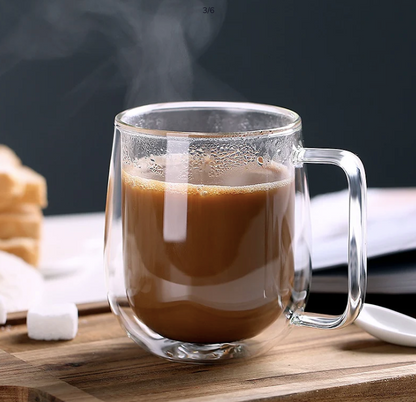 Handmade Double Thermal Insulated Glass Mug