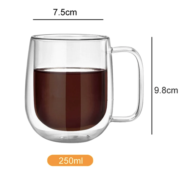 Handmade Double Thermal Insulated Glass Mug
